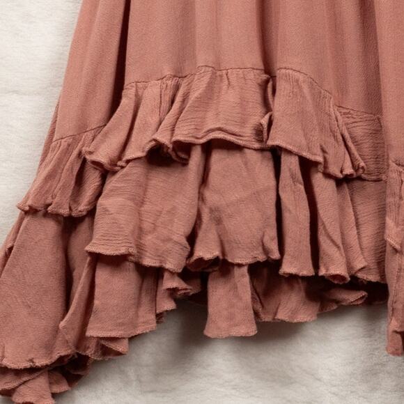 FREE PEOPLE ONE Adella Ruffle Tiered Slip Dress Boho Fairy Balletcore Pink Sz XS - Picture 10 of 15